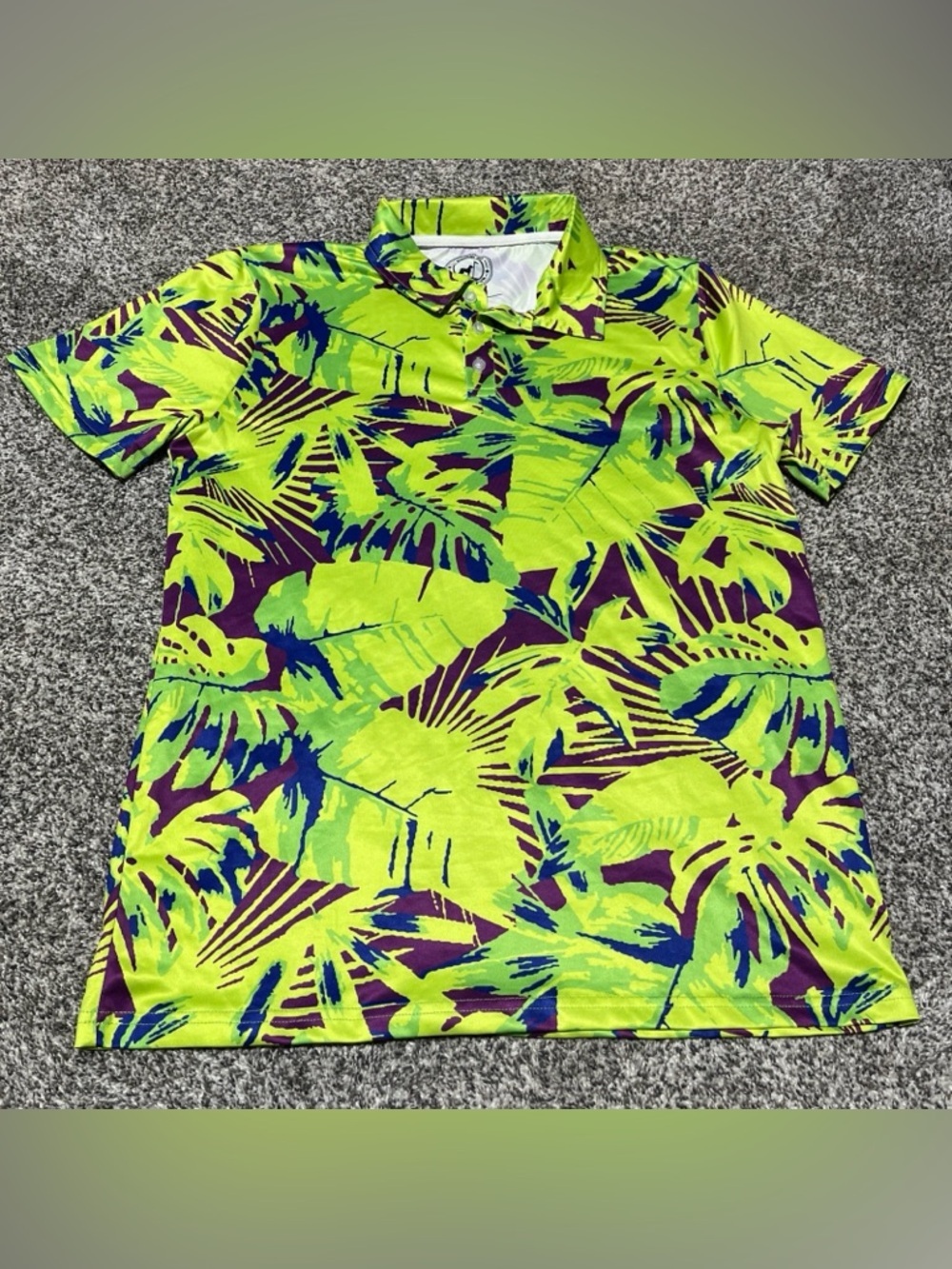 Proud 90 Ninety Golf is Fun Polo Shirt Wild Palm Trees Men’s Size S